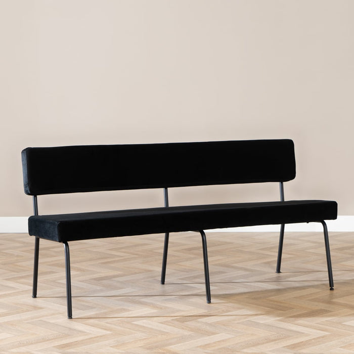 Bronx71 Velvet eetkamerbank Espen zwart 160 cm