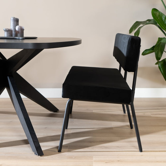 Bronx71 Velvet eetkamerbank Espen zwart 160 cm