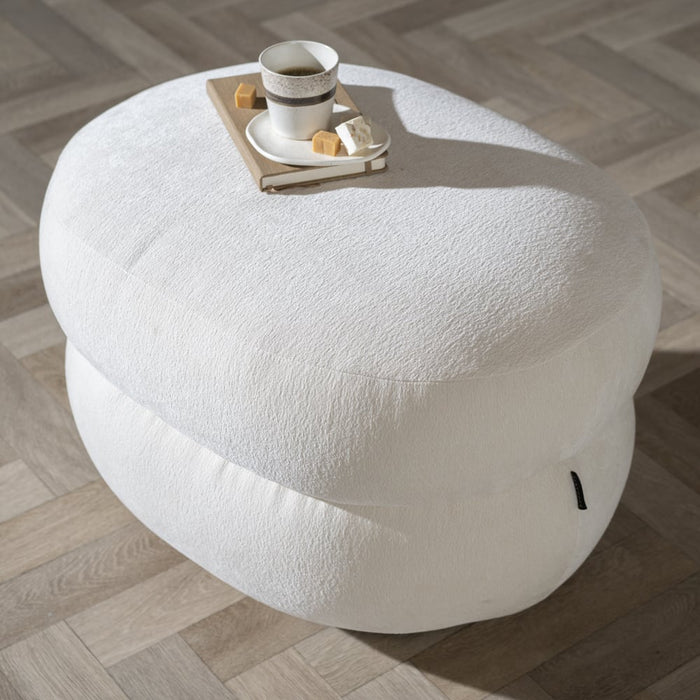 Bronx71 Hocker Mia ovaal chenille off white