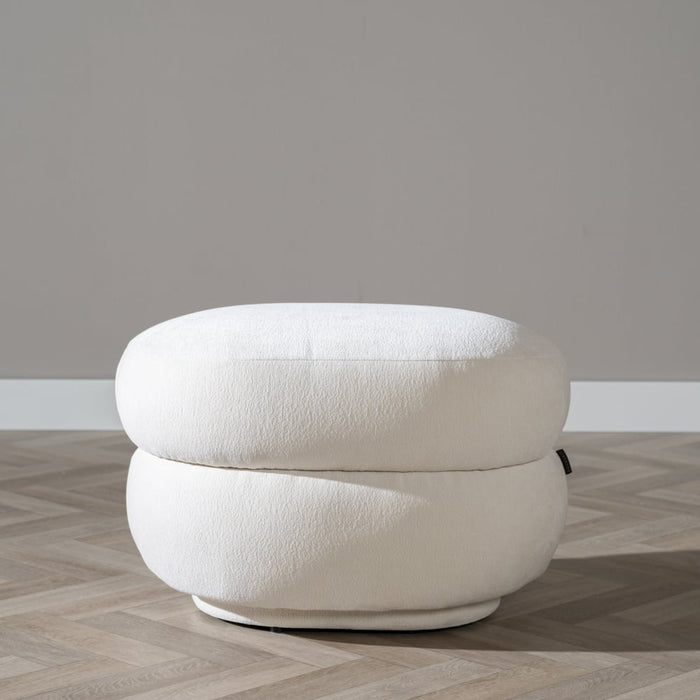 Bronx71 Hocker Mia ovaal chenille off white