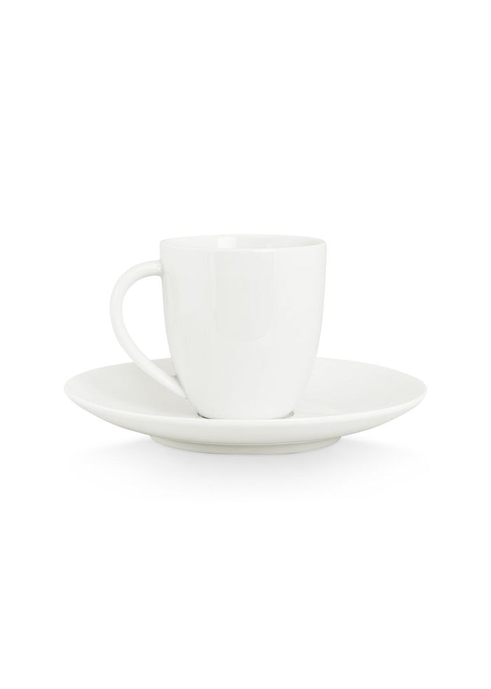 vtwonen - Koffiekopjes met schotels - Wit - 100ml - Set van 6