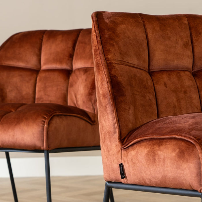 Bronx71 Velvet eetkamerstoel Janna koper