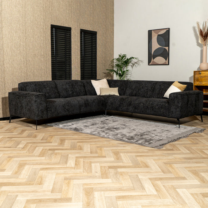 Bronx71 Hoekbank Vegas zwart stof chenille links|rechts