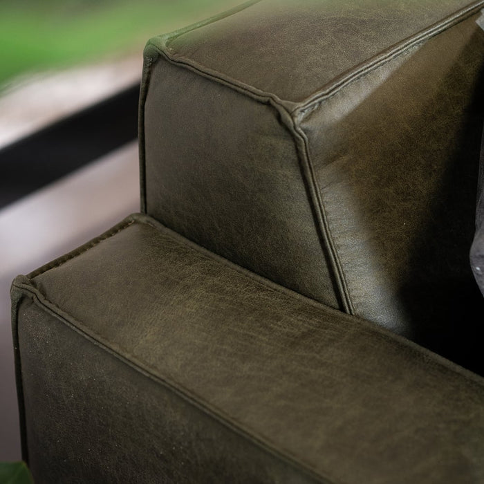 Bronx71 Industriële hoekbank Kansas eco-leer olijfgroen rechts