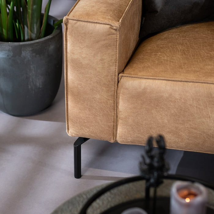 Bronx71 Industriële hoekbank Kansas eco-leer beige rechts