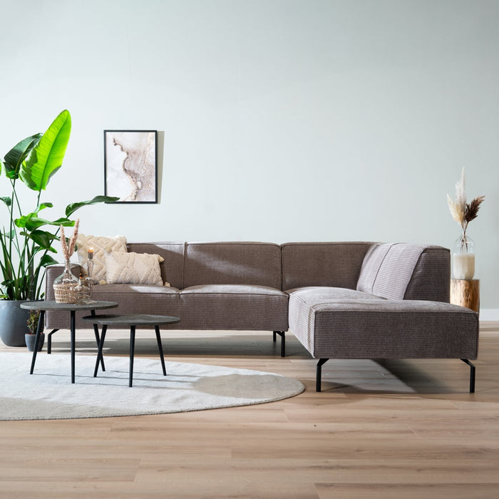 Bronx71 Hoekbank Kansas taupe ribstof rechts