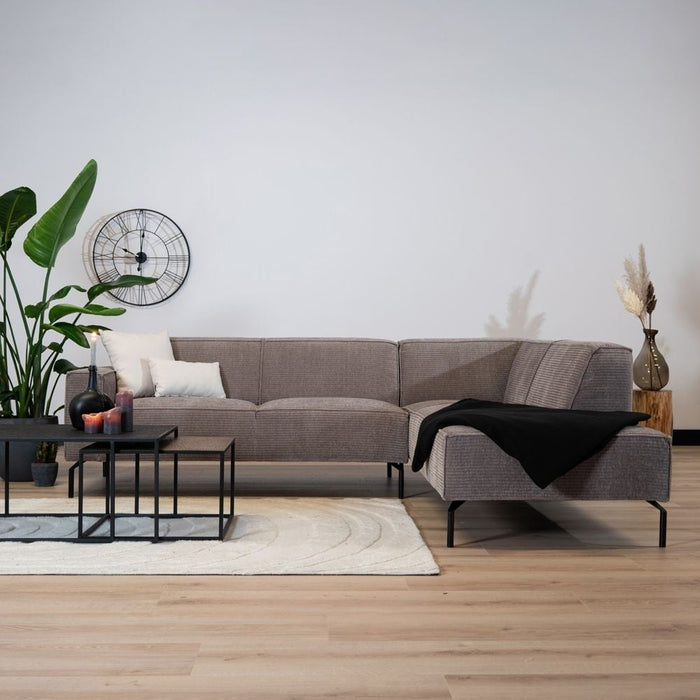 Bronx71 Hoekbank Kansas taupe ribstof rechts
