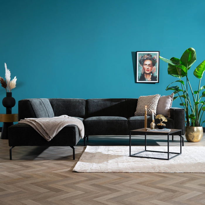 Bronx71 Hoekbank Kansas antraciet| donkergroen ribstof links