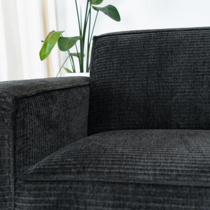 Bronx71 3-zitsbank Kansas antraciet| donkergroen ribstof