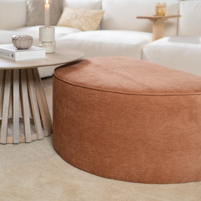 Bronx71 Hocker Neso halve maan stof gemêleerd terracotta