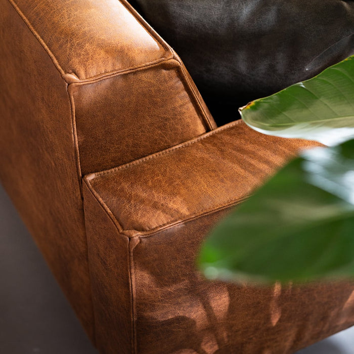 Bronx71 Industriële hoekbank Kansas eco-leer cognac rechts