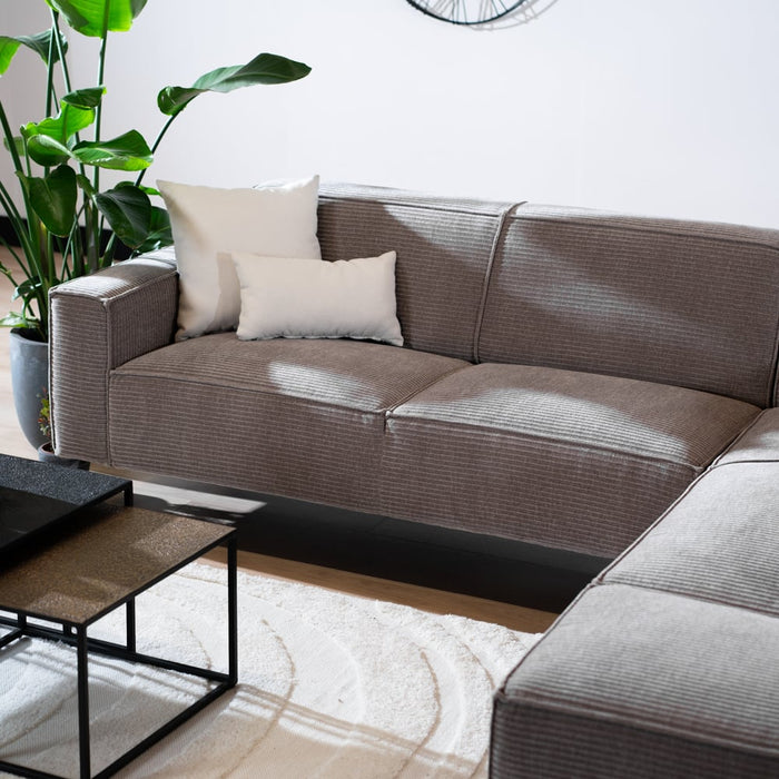 Bronx71 Hoekbank Kansas taupe ribstof links