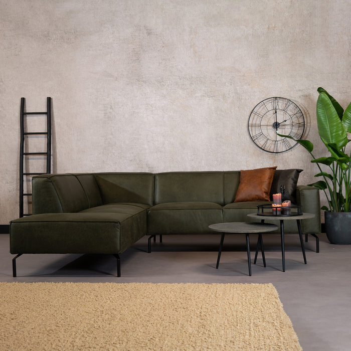 Bronx71 Industriële hoekbank Kansas eco-leer olijfgroen links