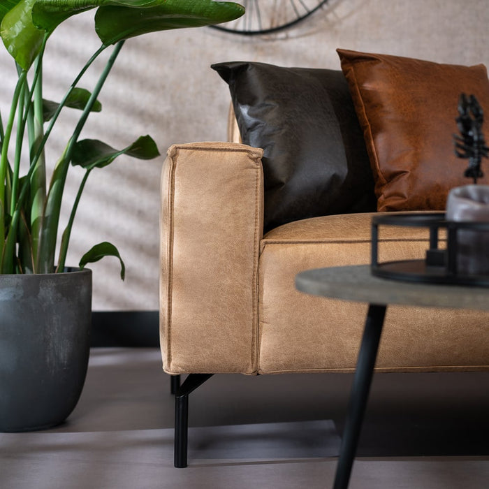 Bronx71 Industriële hoekbank Kansas eco-leer beige links