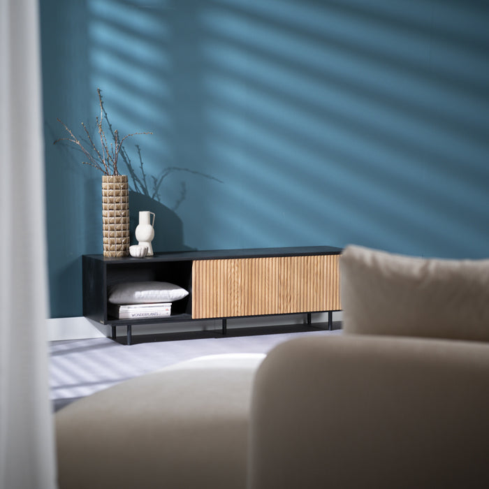 Bronx71 Tv-meubel Ray zwart|blank eiken 150 cm