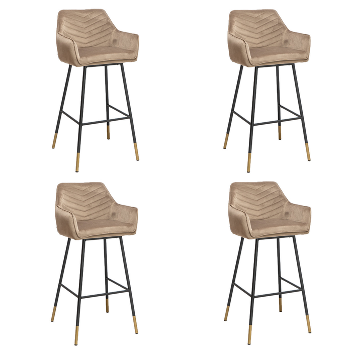 Bronx71 Velvet barkruk Fiona taupe 65-78 cm - Barkrukken set van 4