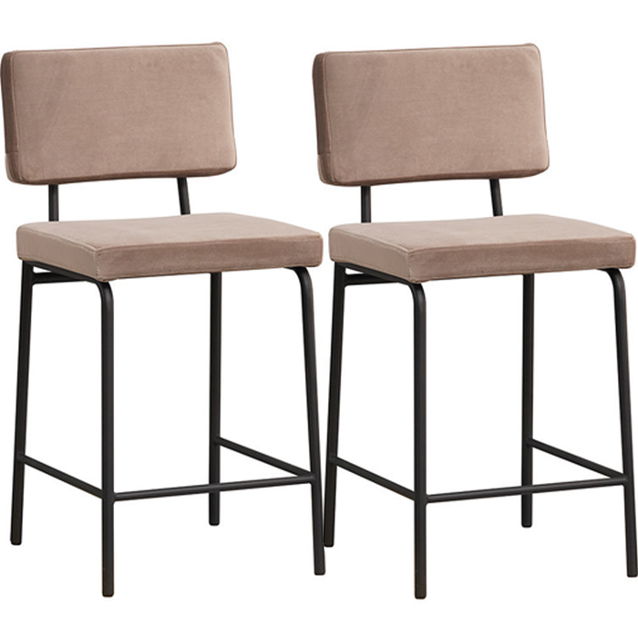 Bronx71 Velvet barkruk Espen taupe 64-77 cm - Barkrukken set van 2