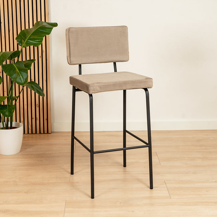 Bronx71 Velvet barkruk Espen taupe 64-77 cm - Barkrukken set van 2