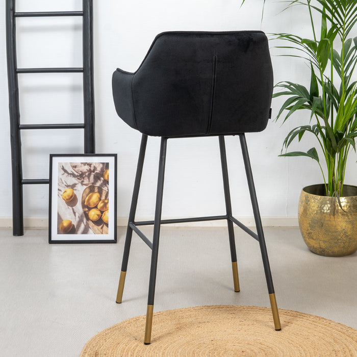 Bronx71 Velvet barkruk Fiona zwart 65-78 cm - Barkrukken set van 4