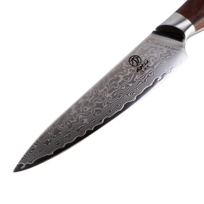 Homizu Baranoki universeel keukenmes - 13cm - VG-10 damascus mes|hout