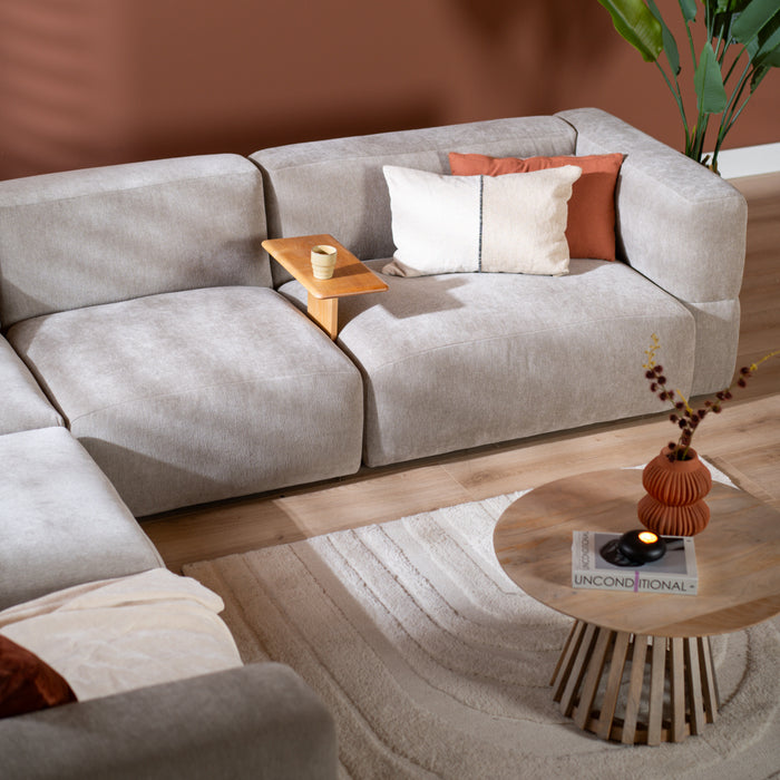 Bronx71 Scandinavische hoekbank Karla chenille taupe 6-zits