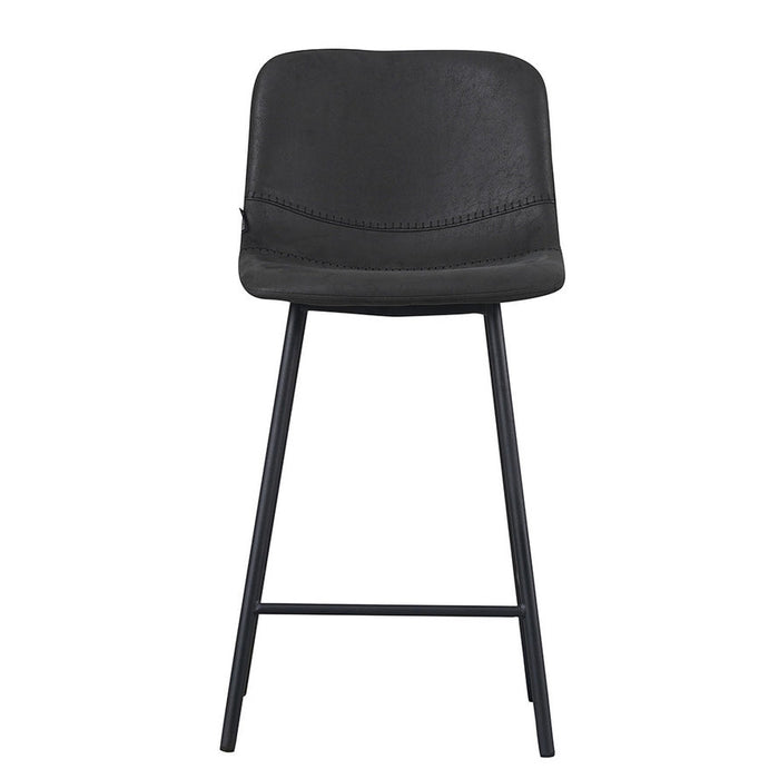 Bronx71 Industriële barkruk Mikky zwart leer 68 - 79 cm - Barkrukken