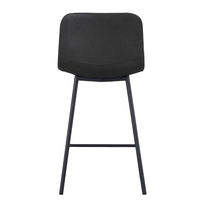 Bronx71 Industriële barkruk Mikky zwart leer 68 - 79 cm - Barkrukken