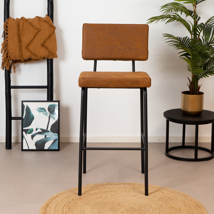 Bronx71 Industriële barkruk Espen cognac eco-leer 64-77 cm -