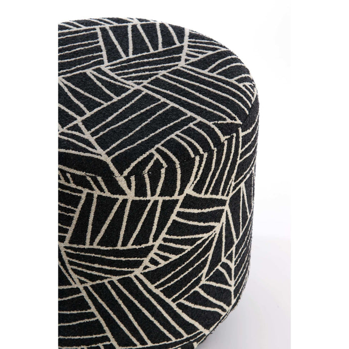 Light & Living Poef Davonte - Zwart - Ø40cm