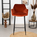 Bronx71 Velvet barkruk Nelly koper 78 cm - Barkrukken set van 4