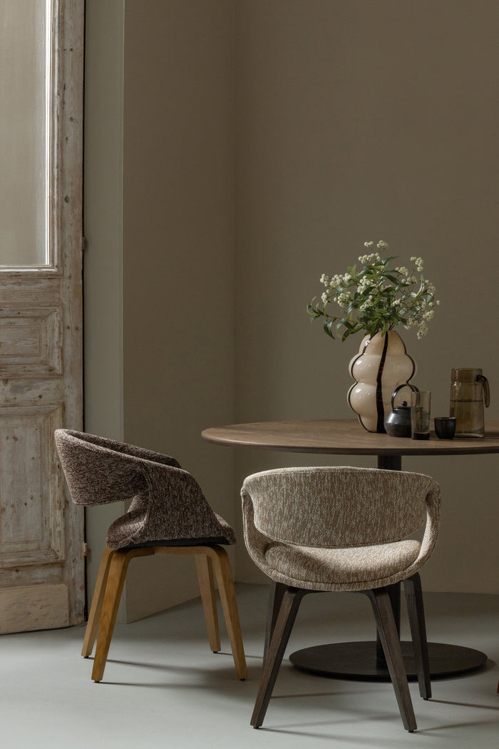 WOOOD Yossi Eetkamerstoelen Met Houten Bruinen Poot - Zand - Set van 2