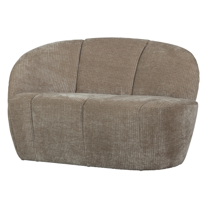 WOOOD Mojo 2-Zits Bankje Links - Geweven Ribstof - Donkerzand