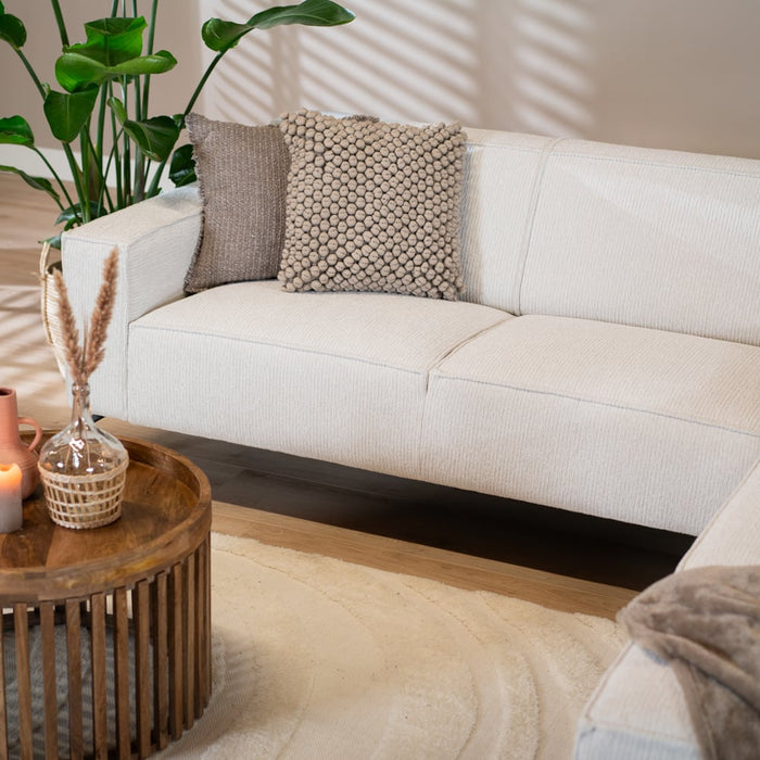 Bronx71 Hoekbank Kansas ribstof off white links