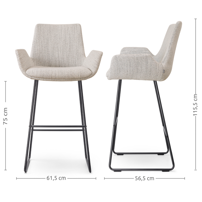 Nolon Nino-Eef Barkruk Beige Gemêleerd - met Armleuning - Zwart - 75