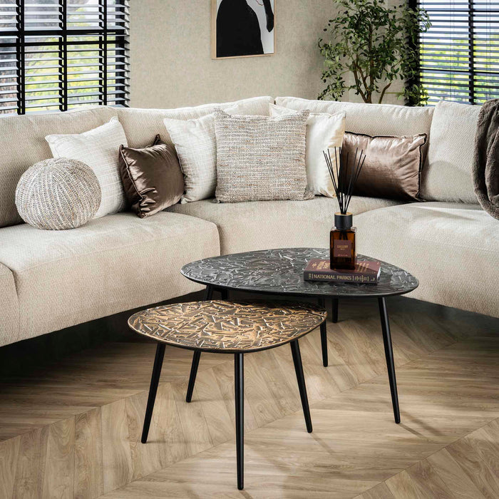 Giga Meubel - Salontafel Driehoek - 80x60x43cm - Set Van 2 - Patina