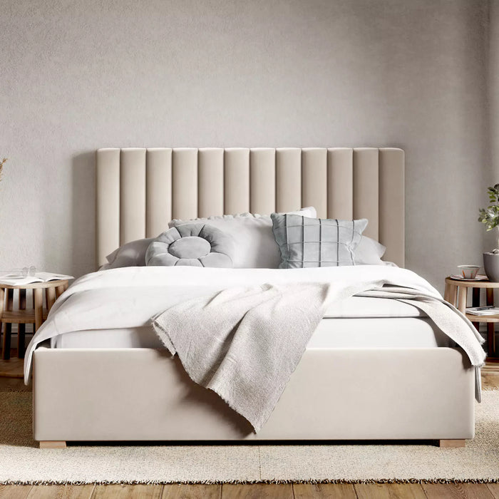 by fonQ Mara Tweepersoonsbed met Opbergruimte 180 x 200 cm - Fluweel / Crème