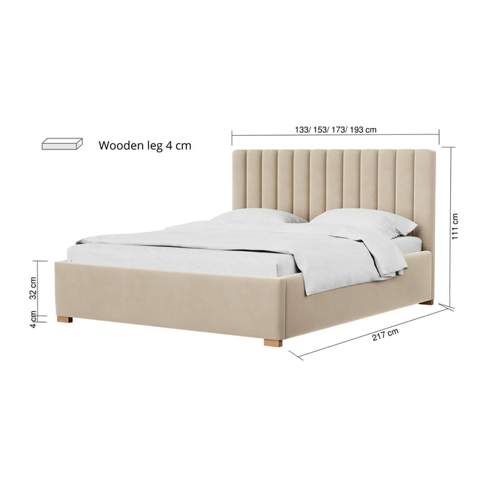 by fonQ Mara Tweepersoonsbed met Opbergruimte 180 x 200 cm - Fluweel / Crème