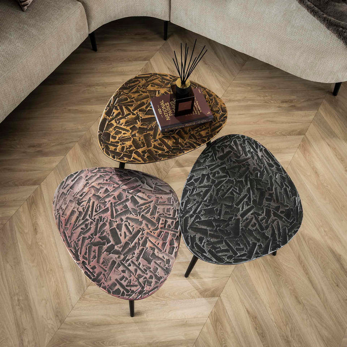 Giga Meubel - Salontafel Vierhoek Metaal - Set Van 3 - Patina