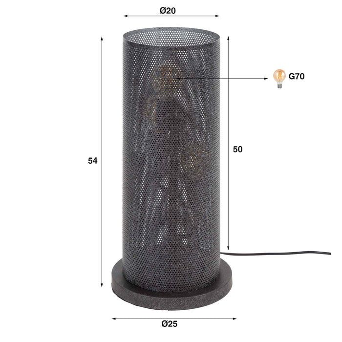 Giga Meubel - Tafellamp Metaal Zwart - 25x25x54cm - Koker Mesh