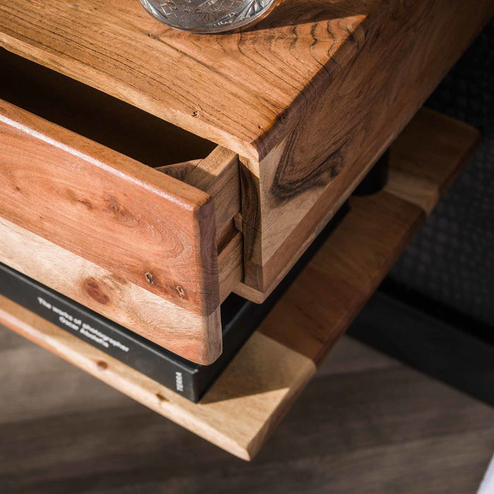 Giga Meubel - Zwevend Nachtkastje Acaciahout - Naturel - 27x35x32cm