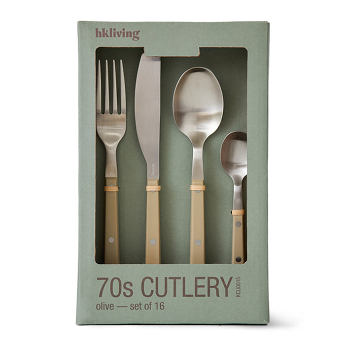 HKliving 70's Bestekset 16-delig - Olive