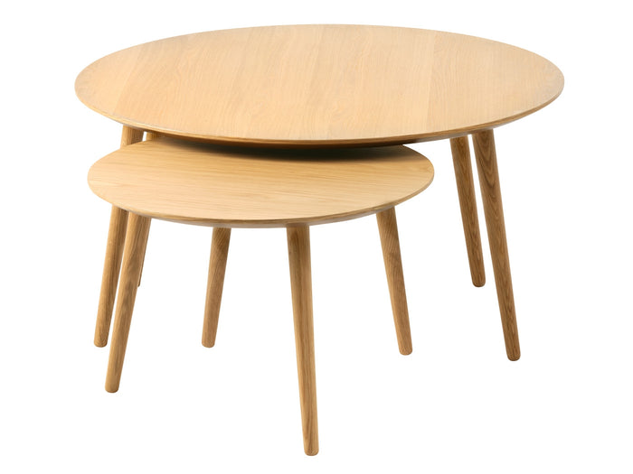 Giga Living - Salontafel Adda Rond Naturel Eiken Set van 2
