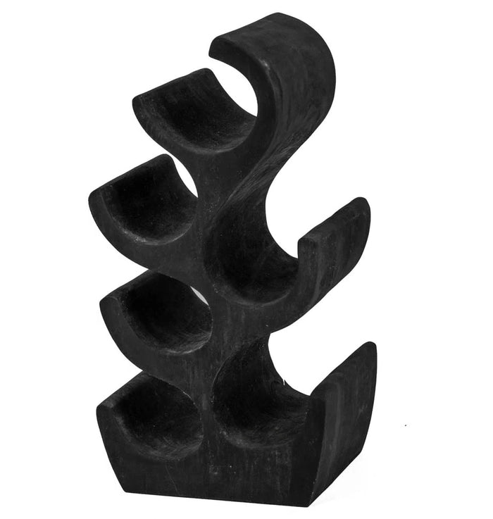 Wijnrek van Teakhout - Wijnrekken - Hout - Zwart - 20 x 15 x 50 cm