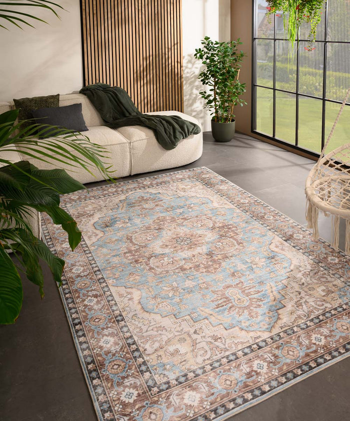 Heritaged Vintage buitenkleed - Valenca Fino lichtblauw - 80x150 cm