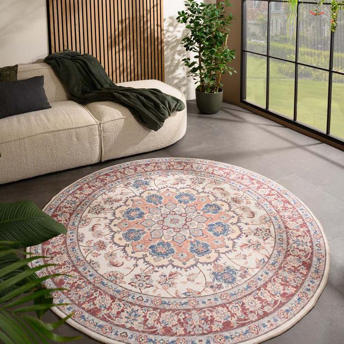 Heritaged Rond Vintage buitenkleed - Valenca Nova crème|rood - 230 cm