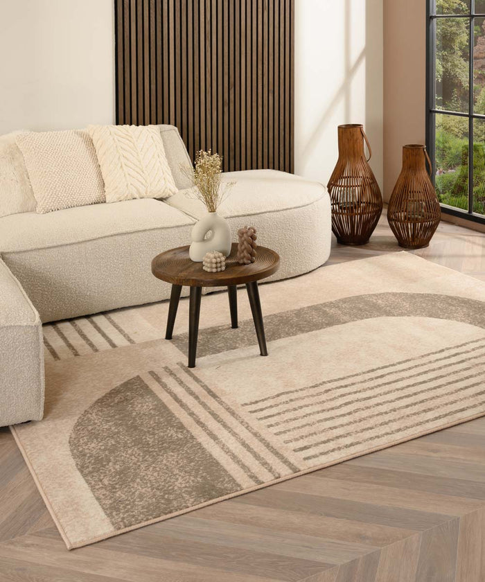 Tapeso Abstract vloerkleed - Ease Echo beige - 160x230 cm