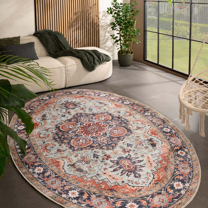 Heritaged Buitenkleed ovaal Vintage - Valenca Fino groen|blauw -