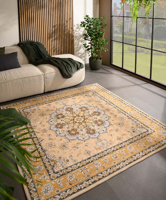 Heritaged Buitenkleed vierkant Vintage - Valenca Nova geel - 115x115