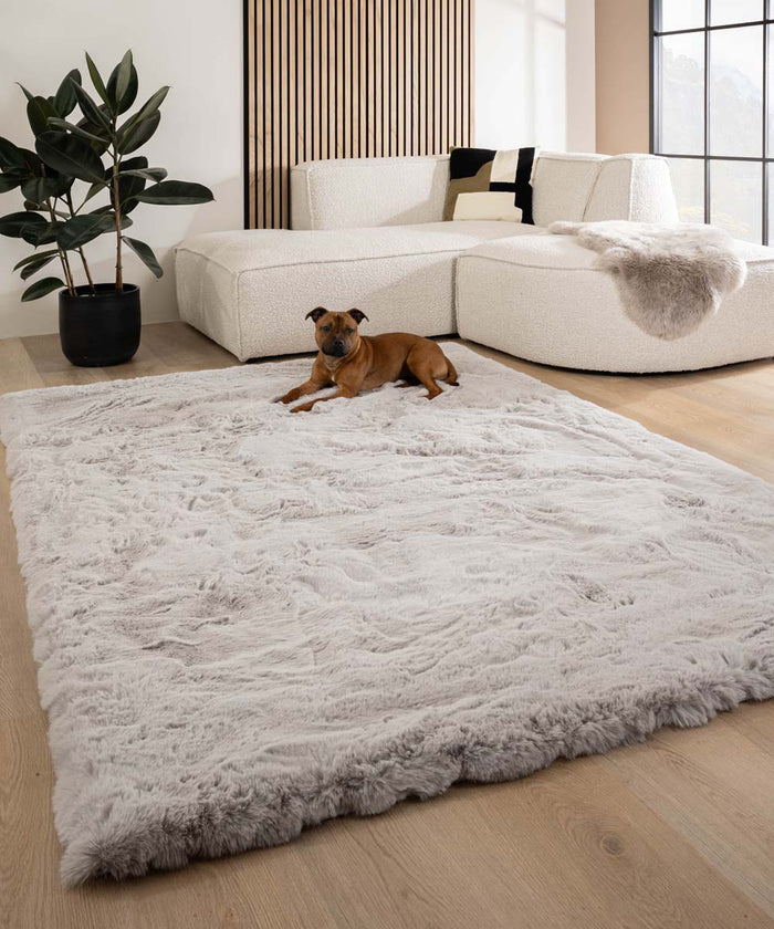 Tapeso Fluffy vloerkleed - Comfy Deluxe lichtgrijs - 160x230 cm