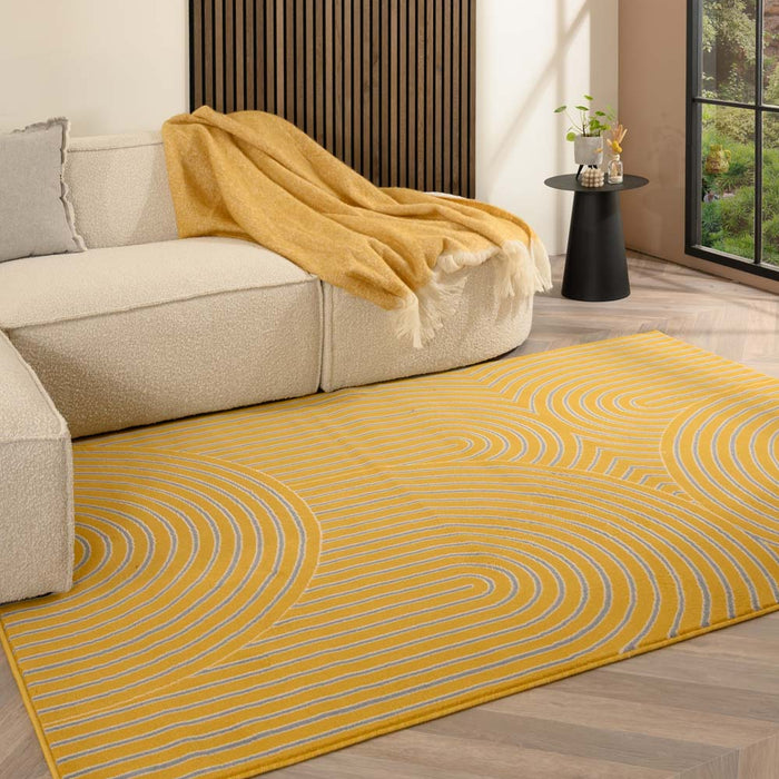 Tapeso Japandi vloerkleed - Ease Akira okergeel - 190x280 cm